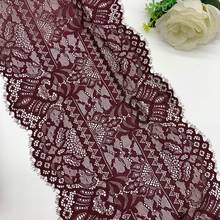 3y/Lot Width 23cm Eyelash Dark Red Lace trim For Fall Clothes Skirt Hem Underwear Sewing Craft DIY Apparel Fabrics Lace Lingerie 2024 - buy cheap