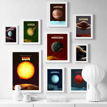 Sol marte terra venus planeta sistema solar parede arte da lona pintura nordic posters e cópias fotos de parede para sala estar decoração 2024 - compre barato