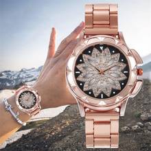 Relojes de moda para mujer, reloj femenino con correa de acero, esfera de flores de oro rosa, reloj de pulsera 2024 - compra barato