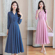 Autumn linen Long Dress For Women Elegant Dress Casual V Neck Womens Dress Large Size Femme Vestidos elegant Dresses For Work 2024 - buy cheap