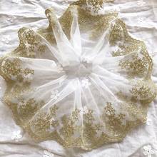 3yard/lot Width 11CM good quality gold thread embroidery lace high-end skirt baby clothes lace accessories 2024 - buy cheap