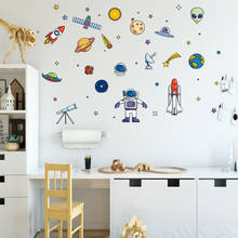 Adesivo de parede de astronauta para crianças, decoração em vinil, pvc, arte e decoração de jardim de infância, pôster removível 2024 - compre barato