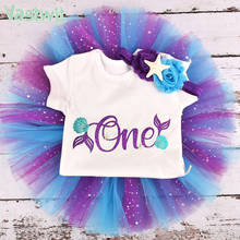 Baby Girl 1 Year Clothes Mermaid 1st Birthday Party Outfits Newborn Baby Romper Tulle Mesh Tutu Skirt Set Toddler Girls Clothing 2024 - buy cheap