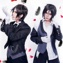 Anime Black Butler 2 Kuroshitsuji Michaelis Sebastian Cosplay Costume Wigs Unisex Uniform Swallowtail For Men and Women Full Set 2024 - buy cheap