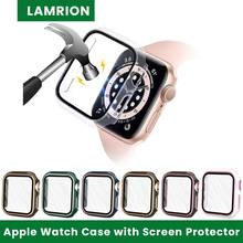 Funda para Apple Watch de 44mm y 42mm, carcasa para Apple Watch con cristal templado 9H integrado, Protector de pantalla para iWatch Series 6/5/4/se 2024 - compra barato