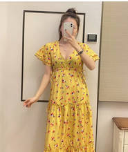 Women Dress Spring/Summer 2020 New Dress Stylish Casual Loose V-neck Printed Layered Dress 2024 - buy cheap