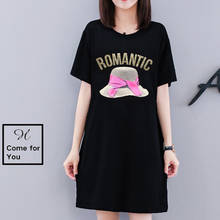 2021 Summer New Printed Plus Size Casual Mid-length Women's Clothing Loose Large Size Thin Solid Lady Round Neck T-shirt 2024 - buy cheap