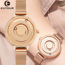 Eutouring relógio feminino de ouro rosê, preto, magnético, de quartzo, para moças, de aço inoxidável 2024 - compre barato