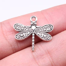 WYSIWYG 10pcs 21x19mm Charms Dragonfly Antique Making Pendant Fit Vintage Tibetan Bronze Silver Color DIY Handmade Jewelry 2024 - buy cheap