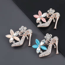 Pauli Manfi-broche de Metal con diamantes de imitación para mujer, broche de tacón alto con flores, Pin de fiesta creativo Pop, accesorios, 2021 2024 - compra barato