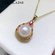 YIKALAISI 925 Sterling Silver Natural Freshwater Pearl Pendants Jewelry For Women 9-10mm Oblate Pearl Pendants Necklaces 2024 - buy cheap