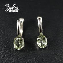 Bolaijewelry, серьги из натурального зеленого аметиста, Стерлинговое Серебро 925 пробы, простой стиль, для женщин, чтобы носить изысканные ювелирные изделия на каждый день 2024 - купить недорого