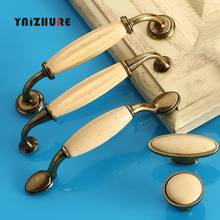 Beige Ceramic Door Handles Antique Furniture Knobs and Handles for Kitchen Cabinet Cupboards Drawer Pulls Concise Drawer Handles 2024 - buy cheap
