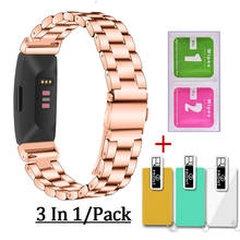 2 в 1, металлический браслет из нержавеющей стали для часов Fitbit Inspire HR, Защитная пленка для экрана браслета Fitbit Inspire 2024 - купить недорого