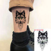 Pegatina de tatuaje temporal a prueba de agua, cabeza de Animal de Lobo, patrón circular, arte corporal, tatuaje Flash, tatuaje falso para hombres y mujeres 2024 - compra barato