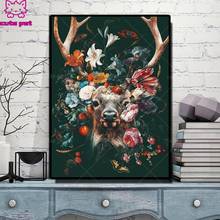 Diamond Embroidery 5D DIY Diamond Painting Cross Stitch flower plant deer head full Rhinestone Mosaic Crafts Decorative Painting 2024 - buy cheap