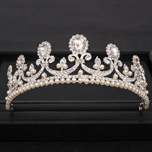 Трендовая свадебная корона в стиле барокко, Хрустальная корона с жемчугом и стразами, свадебные аксессуары для волос, лента для волос, свадебная корона, аксессуары, ювелирные изделия 2024 - купить недорого