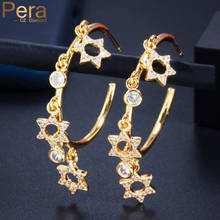 Pera 585 Gold Shiny Cubic Zirconia Large Half Circle Tassel Hollow Sunflower Hoop Earrings for Women Fashion Brand Jewelry E690 2024 - buy cheap