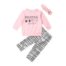 0-24M Infant Newborn Baby Girls Clothes Set Long Sleeve Letter Tops Striped Pant Trousers Outfits Autumn Spring Baby Costumes 2024 - buy cheap