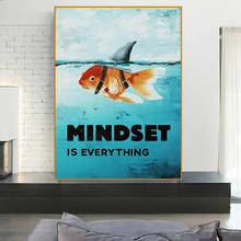 Shark Fish Animal Mindset Is Everything Motivational Scandinavian Canvas Painting Posters and Prints Wall Art Picture Room Decor 2024 - buy cheap