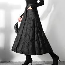 Falda de algodón a la moda para mujer, falda de cintura alta, hasta el tobillo, 4XL de talla grande, para Otoño e Invierno 2024 - compra barato