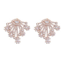 sparking bling women cubic zirconia jewelry geometric cz eye stud double sided earring for women 2024 - buy cheap