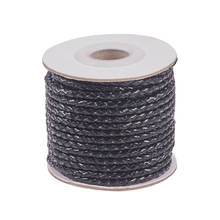 1 рулон черный плетеный кожаный шнур 3 мм Ювелирные изделия из натуральной кожи для изготовления браслетов и ожерелий, около 10 м/рулон F75 2024 - купить недорого