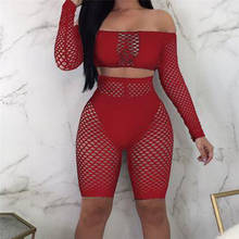 2020 Summer Women Bikini Cover Up Crochet Mesh Fishnet See Through Crop Top Pants Solid Color Bathing Suit Cover Ups 2024 - buy cheap