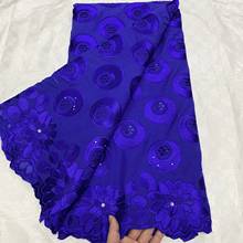 2021 Latest French Net Lace Fabric African 100% Cotton Embroidery Swiss Voile Lace in Switzerland 5 Yards For Women Dress A3125 2024 - buy cheap