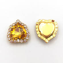 12mm Golden Yellow Heart-Shaped Crystal Buckle, Gold Base Glass Sew On Rhinestones For DIY Nail Art Jewelry Craft Accessories 2024 - buy cheap