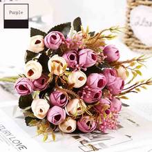 28cm silk artificial flower small rose bridal bouquet Christmas party decoration imitation fake flower wedding home decoration 2024 - buy cheap