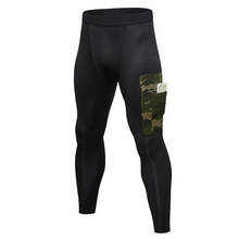 Treinamento de esportes dos homens collants camuflagem bolso calças masculino compressão correndo joggers fitness yoga leggings 2024 - compre barato