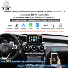 Apple-carplay sem fio com android para mercedes benz, retrofit, classe c, glc, cla, ismart, automóveis, w204, w205, w203, w253, w117, siri, controle 2024 - compre barato