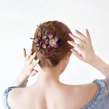 SHUANGR-Pinzas para el pelo de doble flor para mujer, peines de cristal para el cabello, perlas elegantes, horquilla hecha a mano, accesorios para el cabello, herramientas 2024 - compra barato