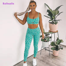 Raibaallu yoga print yoga vest trousers sports suit yoga suit sports fitness running leggings suit female 2024 - buy cheap