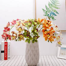6 peças flores de orquídea címbidio chinês artificial 10 cabeças artificial pu toque real borboleta orquídea 2024 - compre barato