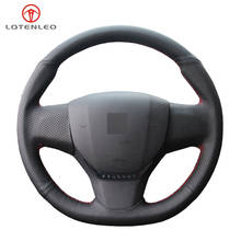 LQTENLEO Black Genuine Leather Car Steering Wheel Cover For Citroen C3 C3-XR C4 2015-2019 Peugeot 408 Traveller 2014-2019 2024 - buy cheap