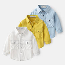Blusa inglesa de manga larga para niños y niñas, camisa informal con cuello vuelto, color blanco 2024 - compra barato