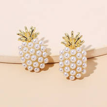 KMVEXO 2021 New Korean Pineapple Fruit Pearl Drop Earrings for Women Summer Girl Cute Pearls Earring Party Wedding Jewelry 2024 - buy cheap