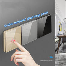 Interruptor de pared con panel de vidrio templado, 250V, 1/2/3/4 entradas, 86x86MM, clásico, dorado, xms6 2024 - compra barato