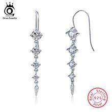 ORSA JEWELS Real 925 Sterling Silver Women Earring With Round AAA Zircon Long Dangle Earrings Silver Fine Jewelry Party OSE52 2024 - buy cheap