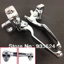 1" Universal Handlebar 14 Bore Skull Brake Master Cylinder Clutch Lever For Harley Dyna Softail Honda VTX Suzuki Yamaha Kawasaki 2024 - buy cheap