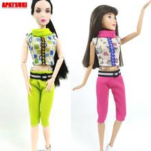 1set Sleeveless Sweater Tops + Pants Sets Outfits Clothes for Barbie Doll Suit Green Pink Clothes for 1/6 BJD Doll House Toy Kid 2024 - buy cheap