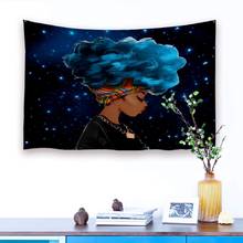 Afro African American Black Girl Tapestry Rock Hip Pop Blue Haired 2024 - buy cheap