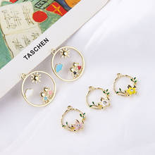 10pcs Korean Fashion Earrings For Women Cute Cartoon Fresh Pearl Garland Bird Sun Round Pendant Diy Jewelry Earring Material 2024 - buy cheap