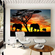 African Animal Poster On The Wall Canvas Painting for Home Decoration Elephant Big Large Size Picture Frameless Wall Art 2024 - buy cheap