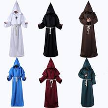 Adult Halloween Cosplay Costume Medieval Medieval Renaissance Monk Costume Robe Wizard Cloak Cape Priest Christian Costume 2024 - buy cheap