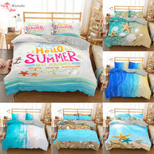Homesky 3D Beach Bedding Set Ocean Starfish Duvet Cover Blue Quilts Cover Pillowcase Comforter Bed Sets Bed Cover Clothes 2024 - compre barato