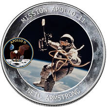 Moneda de plata Apolo de aniversario, 11 monedas conmemorativas de aterrizaje de Luna, regalo, envío directo #10 2024 - compra barato