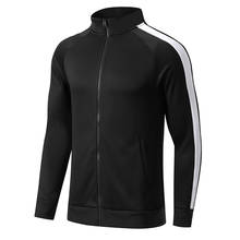 Chaquetas de correr para hombre, abrigo de entrenamiento deportivo a rayas, camisetas de fútbol transpirables, chaqueta de uniforme de fútbol para Fitness, sudadera con cremallera, 2019 2024 - compra barato